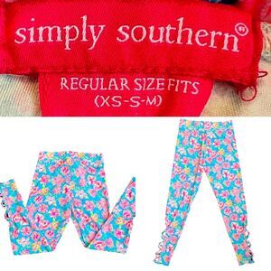 Simply southern floral leggings w/Criss-Cross design Sz XS/S women